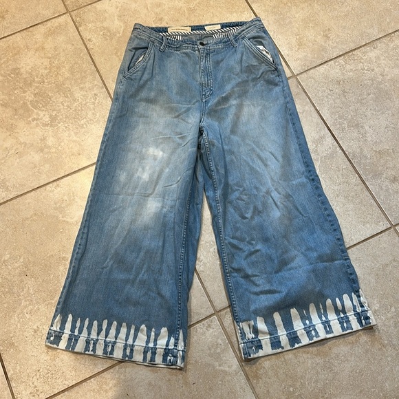 Anthropologie Pilcro High Waist Bleached Wide Leg Culottes Crop Jeans 31 - Picture 2 of 10